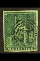 1858  4d) Green, SG 27, Very Fine Used With Good Even Margins All Round, Intense Colour And Neat Concentric Circle Cance - Mauritius (...-1967)