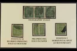 1917-30  4a Green, SG 41, Scott 17, Or Hellrigl 43, From Setting 11, A Used Group With "Horizontal Split" Variety From P - Népal