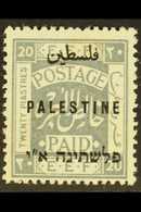 1921-22  20p Pale Grey Overprint, SG 70, Very Fine Mint, Fresh. For More Images, Please Visit Http://www.sandafayre.com/ - Palestina