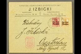 LOCAL TOWN POST  CZESTOCHOWA 1917 (17 Aug) Cover Bearing Gen-Gouv Warschau 10pf & 15pf Stamps Tied By "Warschau" Cds's A - Other & Unclassified