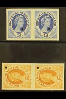 1954-6  1d & 2½d IMPERF PAIRS Ex Proof Sheets With Small Security Punch Holes, As SG 2, 3a, Never Hinged Mint (2 Pairs). - Rhodesia & Nyasaland (1954-1963)