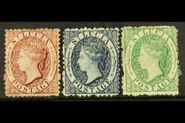 1863  1d (reversed Wmk), 4d And 6d (reversed Watermark) SG 5ax, 7 And 8x, Each Mint With Good Colour And Large Part Gum, - St.Lucia (...-1978)