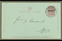 1916  One Penny Dull Claret On Blue (note Along Bottom 94mm Long) LETTER CARD, H&G 1a, Very Fine With Unstuck Margins, A - Samoa (Staat)