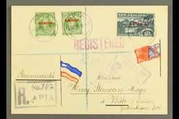 1916  Registered Cover To Switzerland, Franked ½d X2 & 2½d, SG 115, 118, Apia 01.09.16 Postmarks, Censor "2" Cachets App - Samoa