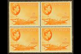 1938-49 NHM MULTIPLE  6c Orange On Chalky Paper, SG 137, Block Of 4, Never Hinged Mint. Lovely, Post Office Fresh Condit - Seychellen (...-1976)