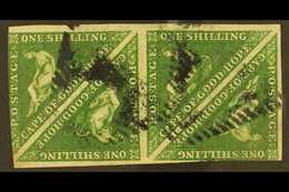 CAPE OF GOOD HOPE  1855 1s Bright Yellow Green, SG 8, Horizontal Block Of 4, Good To Fine Used, Just Clear At Lower Righ - Unclassified