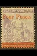 CAPE OF GOOD HOPE  1868 4d On 6d Deep Lilac Surcharge, SG 27, Unused No Gum, Cat £600. For More Images, Please Visit Htt - Unclassified