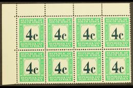 POSTAGE DUE  1967-71 4c Deep Myrtle-green & Emerald, English At Top, Wmk RSA, Block Of 8 With SCRATCH Variety Through R1 - Unclassified