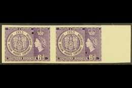 1953  6d Violet Rhodes Cent, As SG 76, Horizontal Imperf Pair Of Waterlow Proofs On Gummed Paper With Small Punch-holes. - Southern Rhodesia (...-1964)