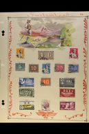1862-1957 COLLECTION ON BEAUTIFULLY HAND-PAINTED PAGES.  All Different Mint & Used Stamps On Thirty Four Colourful Hand- - Other & Unclassified