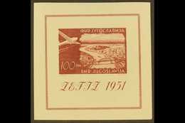 1951  100d Maroon Zagreb Philatelic Exhibition Min Sheet, MS684, Very Fine Never Hinged Mint. For More Images, Please Vi - Autres & Non Classés