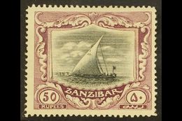 1913  50r Black And Purple, SG 260e, Very Fine Mint. For More Images, Please Visit Http://www.sandafayre.com/itemdetails - Zanzibar (...-1963)