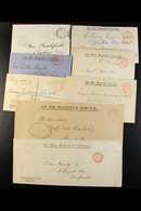 1869-1924 OFFICIAL MAIL  Nice Clean Group, Most With Various London "PAID" Marks In Red, We See 1869 Envelope With "Admi - Altri & Non Classificati