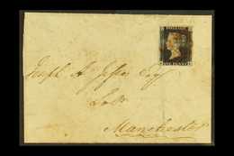 1840  (7th November) E/L From York To Manchester Bearing A Four Margin 1d Black, Plate 6, Check Letters "J - K", (SG 2), - Sin Clasificación