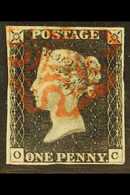 1840  1d Black 'OC' Plate 1b, SG 2, Used With 4 Margins & Bright Red MC Cancellation. For More Images, Please Visit Http - Non Classés