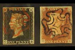 1840-1 MATCHED PAIR  1840 1d Black & 1841 1d Red, Both "C B" Position From Plate 2, SG 2, 7, Each Very Fine Used With Fo - Altri & Non Classificati