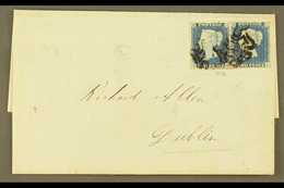1841  (3 Sept) Letter Sheet From York To Dublin Bearing A PAIR Of 1840 2d Pale Blue 'GK - BL' Plate 1 (SG 6) With 4 Larg - Autres & Non Classés