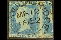1841  2d Pale Blue 'TA' (plate 4), Cancelled By Superb 'Boroughbridge MR 12 1852,' Cds Cancellation, SG 13g, With 3 Marg - Autres & Non Classés