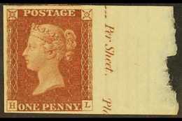 1844  1d Red- Brown 'HL' Plate 55 IMPRIMATUR Impression With 4 Margins Including Full Sheet Selvage At Right With Inscri - Andere & Zonder Classificatie