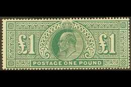1902  £1 Dull Blue- Green De La Rue, SG 266, Mint, Several Creases Which Are Not Apparent From The Front Which Is Fresh  - Unclassified