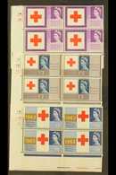 1963  Red Cross Centenary Phosphor Set (SG 642p/44p) In CYLINDER NUMBER BLOCKS OF FOUR, Never Hinged Mint. Scarce! (3 Bl - Sonstige & Ohne Zuordnung