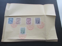 Tschechoslowakei 1929 Roter Sonderstempel Praha 10 Satz Nr. 283 - 287 Auf Einem Telegramm!! - Storia Postale