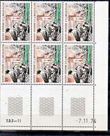 Saint Pierre Et Miquelon  438 église Bloc De 6 Coin Daté 7 11 1974  Neuf ** MNH Sin Charmela Cote 16.1 - Unused Stamps