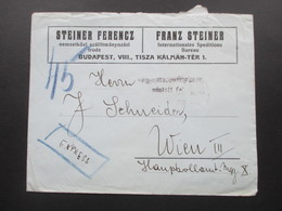 Ungarn 1920 Express Brief Nach Wien. Franz Steiner Int. Peditions Bureau. Rückseitig Frankiert! Nr. 203 Als 4er Streifen - Brieven En Documenten