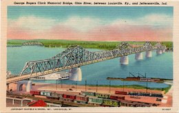 GEORGE ROGERS-CLARK MEMORIAL BRIDGE-OHIO RIVER BETWEEN LOUISVILLE-AND JEFFERSONVILLE,IND.-NON VIAGGIATA-1950 - Louisville