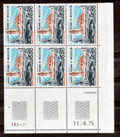 Saint Pierre Et Miquelon 447 Phares Bloc De 6 Coin Daté 11 8 75 Neuf ** MNH Sin Charmela Cote 48.3 - Unused Stamps
