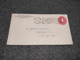 EUA STATIONERY COVER WATERTOWN  W/ 13 STARS USA FLAG MECHANIC CANCEL 1899 - ...-1900