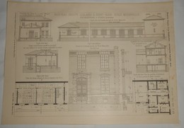 Plan Du Nouveau Groupe Scolaire à Saint Ouen. M.M. Maistrasse Et Berger, Architectes. 1903. - Travaux Publics