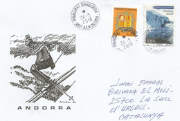 Ski Et Paysage Polaire, Belle Lettre Andorra, Adressée En Catalogne - Briefe U. Dokumente