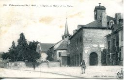 N°62273 -cpa Saint Germain Sur Ille -l'église La Mairie Et Les Halles- - Saint-Germain-sur-Ille