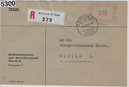 1951 Stadtammannamt Und Betreibungsamt Zürich 2 9.VIII.51 Charge 5154 - Máquinas De Franquear