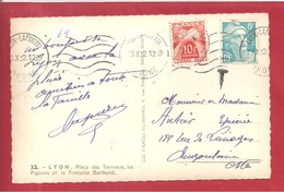 Y&T N° TX86 LYON Vers ANGOULEME  1952  2 SCANS - 1859-1959 Covers & Documents