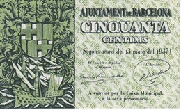 BILLETE DE AJUNTAMENT DE BARCELONA DE 0,50 PESETAS DEL AÑO 1937 SIN CIRCULAR - Andere & Zonder Classificatie