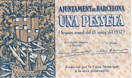 BILLETE DE AJUNTAMENT DE BARCELONA DE 1 PESETA DEL AÑO 1937 SIN CIRCULAR - Altri & Non Classificati