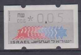 ISRAEL 1988 KLUSSENDORF ATM 0.05 SHEKELS NUMBER 006 WITH BACK NUMBER - Vignettes D'affranchissement (Frama)