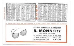 Buvard Ancien - OPTIQUE LUNETTERIE R.MONNERY à LAON - CALENDRIER 1959  TEST à 35cm - O