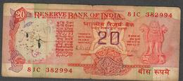 INDIA P82h  20 RUPEES 1985 LETTER B ,signature 85   FINE - Inde