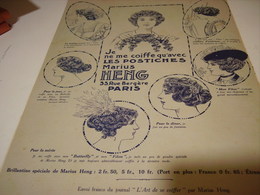 ANCIENNE PUBLICITE LES POSTICHES COIFFURE DE MARIUS HENG 1913 - Materiale Di Profumeria