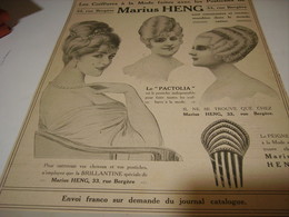ANCIENNE PUBLICITE LES POSTICHES COIFFURE DE MARIUS HENG 1914 - Accessories