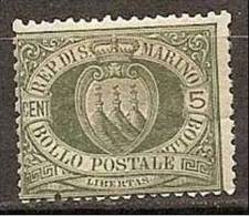 1894 San Marino Saint Marin CIFRA 5c Verde (27) MH* - Used Stamps