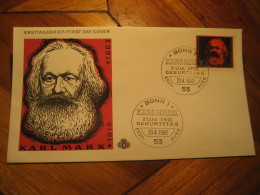 KARL MARX Communism BONN 1968 FDC Cancel Cover GERMANY - Karl Marx