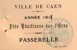 VP12.098 - 1912 - Carte / Carton D'invitation De La Ville De CAEN Pour La Fête Vénitienne Sur L'Orne - Altri & Non Classificati