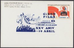 1986-CE-25 CUBA 1986 SPECIAL CANCEL. 25 ANIV PLAYA GIRON PIG BAY. JAGUEY GRANDE CLUB. - Cartas & Documentos