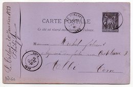 1883--entier Carte Postale SAGE 10c Noir- Cachets LE TEILLEUL--Manche ---ALBI- Tarn - Cartes Postales Types Et TSC (avant 1995)