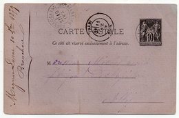 1879-entier Carte Postale SAGE 10c Noir-cachets MAGNAC-LAVAL--Hte Vienne--ALBI - Tarn - Cartes Postales Types Et TSC (avant 1995)