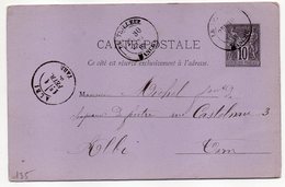 1883--entier Carte Postale SAGE 10c Noir- Cachets LE TEILLEUL--Manche ---ALBI- Tarn - Cartes Postales Types Et TSC (avant 1995)